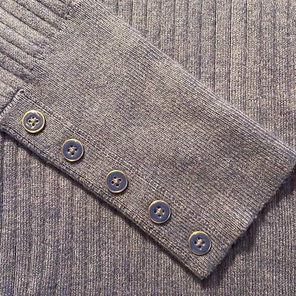 Talbots Sweater Small Petite Turtleneck Ribbed Knit Cotton Light Blue Pullover - Picture 2 of 3